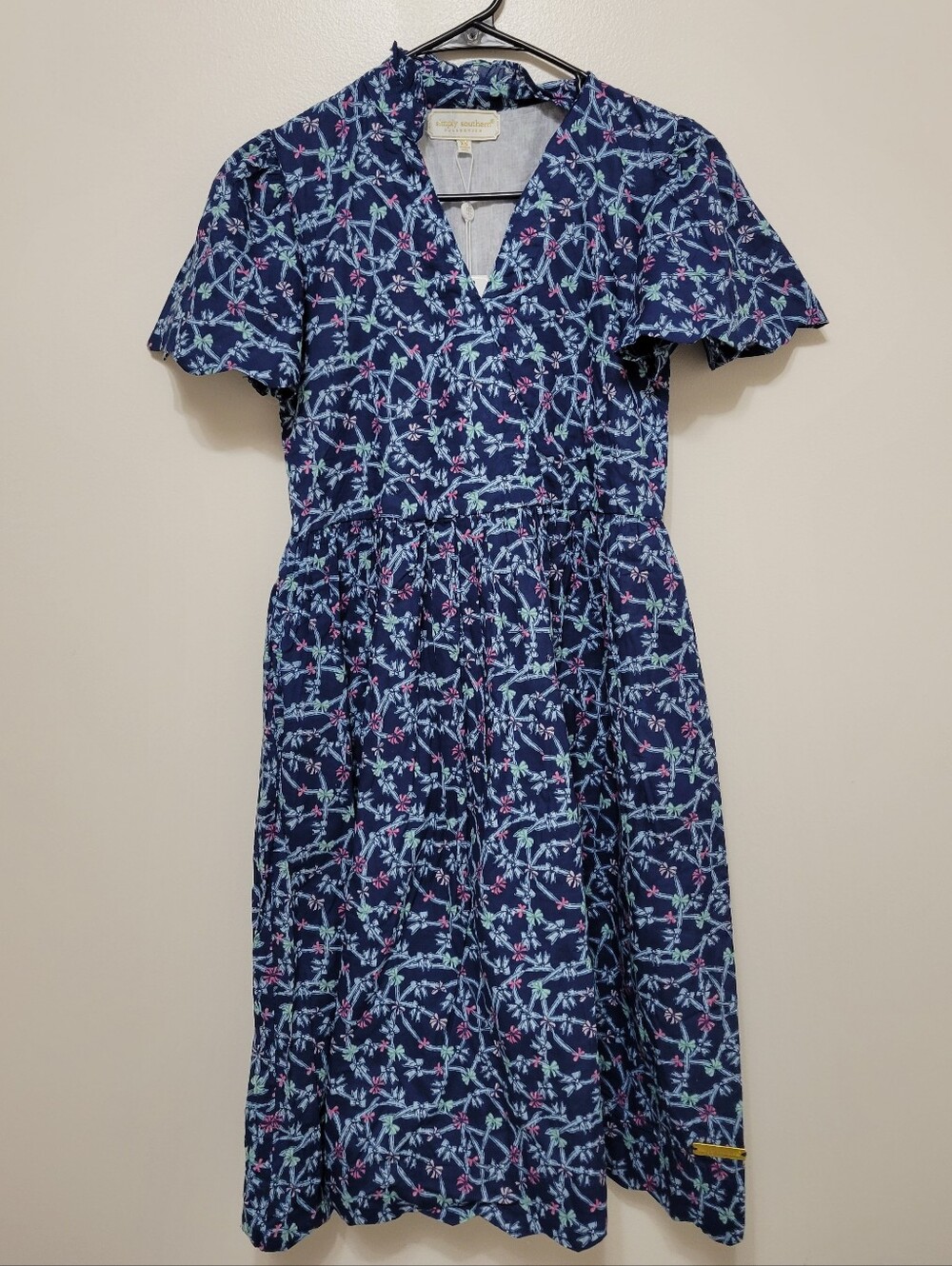 Nwt Simply Southern Blue Bow Print Cotton Dress